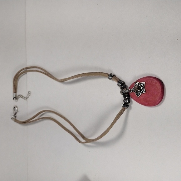 Layered Leather Cord Silver-tone Beads Necklace Red Pendant - New York & Co. - Picture 8 of 9